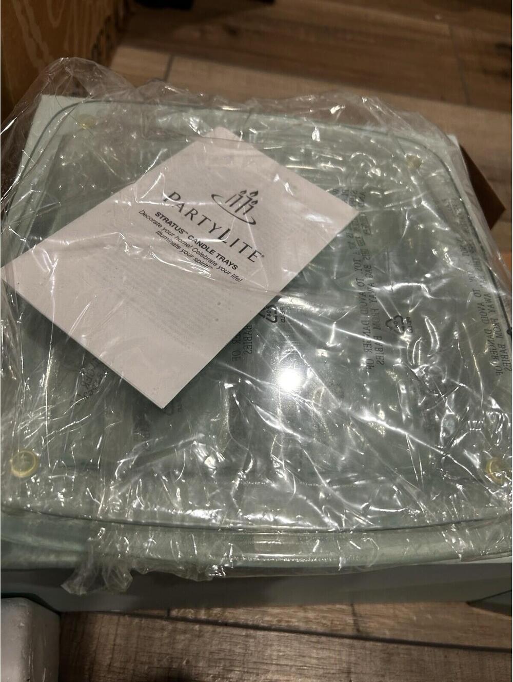 PartyLite Stratus glass Candle Trays Retired New In Box P16C/PHB3306U 3 wick